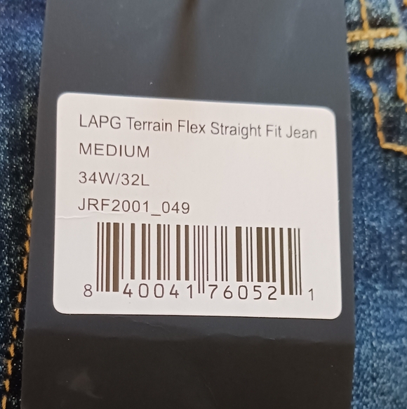 **** LAPG Terrain Flex Straight Fit Deep Dyed Denim Jeans NWT - 34 X 32 - Picture 8 of 9